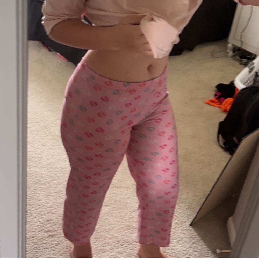Pink heart pajama pants